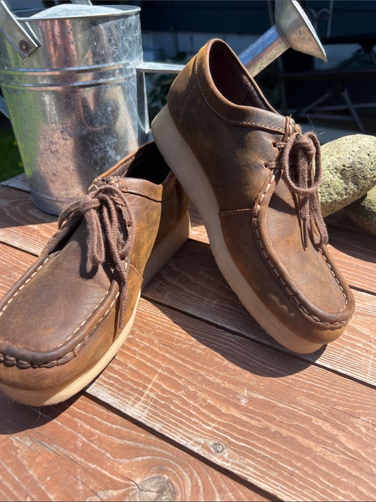 Clarks Shoes - Clarks Brown Leather Wedge Moccasin Lace-Up Shoes